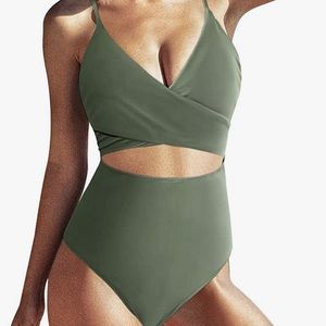 Sage green wrap swimsuit